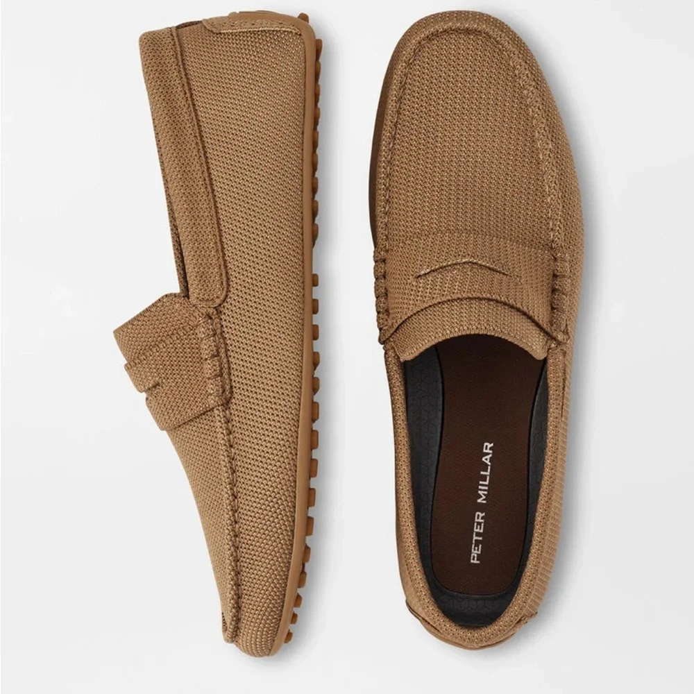 PETER MILLAR Men’s Cruise Crown Knit Driver Shoe Loafer in Scotch Size 8.5